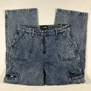 NEW Fashionnova Fashion Nova Women 15 Forever Ago Loose Cargo Jean Acid Wash NWT